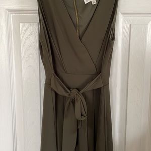 Army Green Dress with Back Zipper Closure and Tie - Size 7 (NWOT)